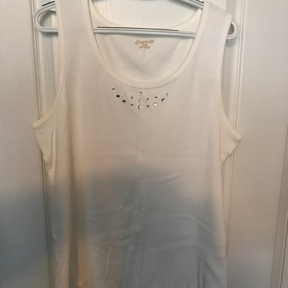 Women's St. John's Bay White Ribbed Tank Top - 2X